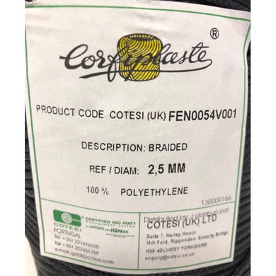 Cotesi 2.5mm Black Braided Polyethylene Twine